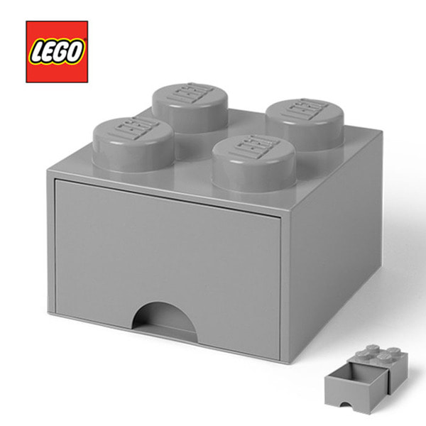 [LEGO]레고 블럭 서랍 정리함 4구_그레이/ 서랍형